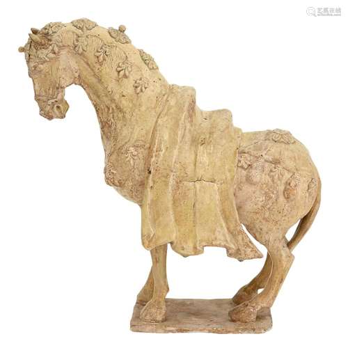 Chinese Straw Glazed Pottery Caparisoned Horse