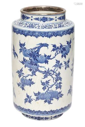 Chinese Blue and White Soft Paste Glazed Porcelain Vase