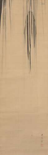 Japanese School Hanging scroll Carp and waterfall