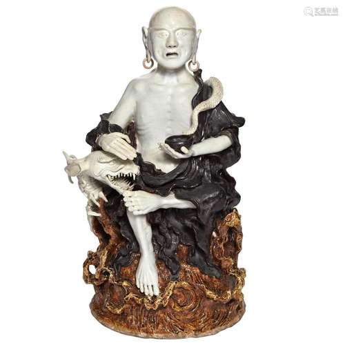 Japanese Glazed Porcelain Figure of an Arhat