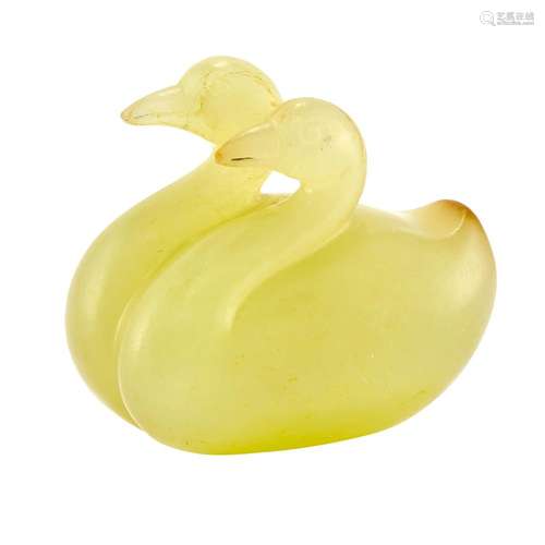 Chinese Yellow Jade Double Ducks