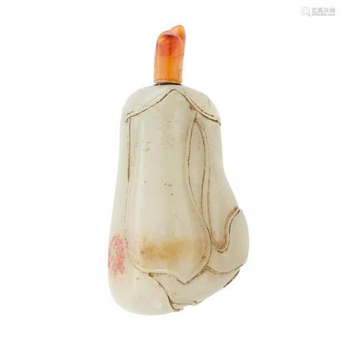 Chinese Celadon Jade 'Magnolia' Snuff Bottle