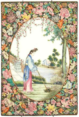 Chinese Famille Rose Enameled Porcelain Plaque