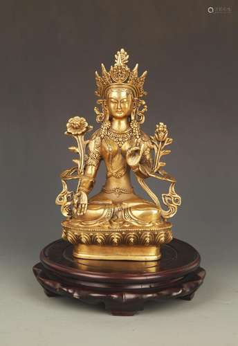 A BRONZE TIBETAN WHITE BODHISATTVA TARA