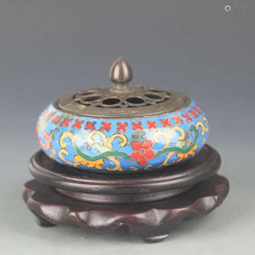 A BRONZE CLOISONNE ENAMEL AROMATHERAPY