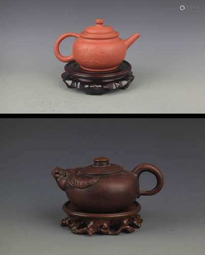 GROUP OF TWO FINELY MADE ZI SHA TEAPOT