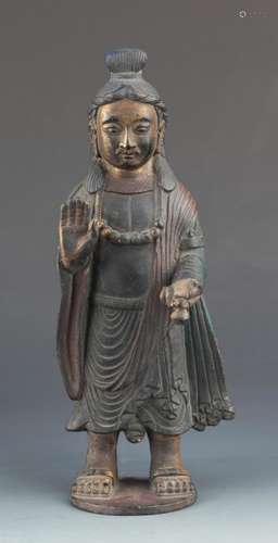 FINELY CARVED BRONZE FEMALE GUAN YIN