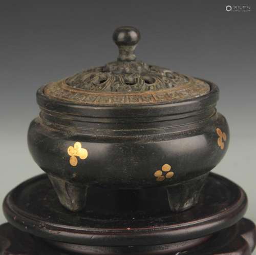 A BRONZE SPRINKLE GOLD AROMATHERAPY BURNER