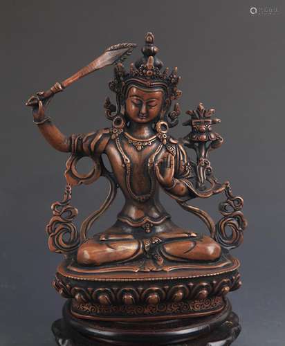 TIBETAN BUDDHISM BRONZE MANJUSRI BUDDHA FIGURE