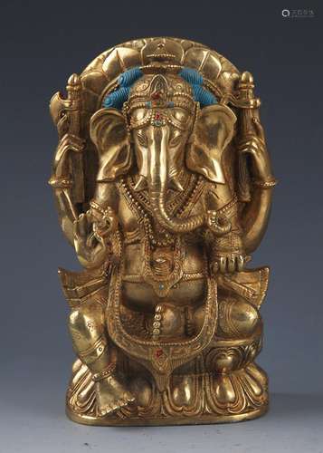 A FINELY BRONZE MODEL OF THE TRUNK GOD OF WEALTH