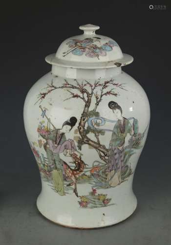 FAMILLE ROSE STORY PAINTED GENERAL JAR STYLE