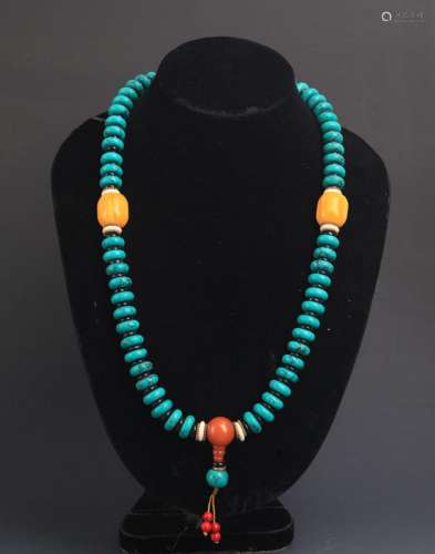 A TURQUOISE WITH BEESWAX NECKLACE