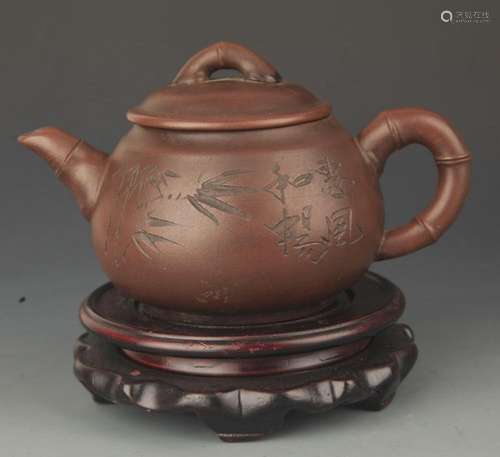 A FINE GU JING ZHOU MARK, BAMBOO STYLE TEAPOT