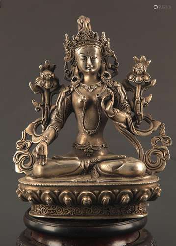 A BRONZE TIBETAN WHITE BODHISATTVA TARA