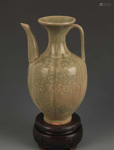 A YAO ZHOU KILN FLOWER CARVING EWER