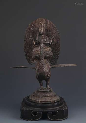 BRONZE TIBETAN BUDDHISM MAHAMAYURI FIGURE