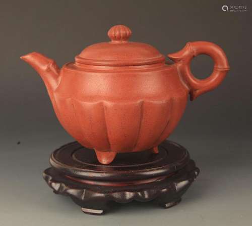 A FINE BAMBOO STYLE ZI SHA TEAPOT