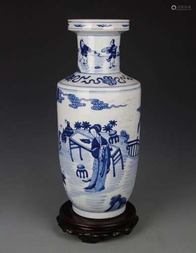 BLUE AND WHITE STORY PATTERN PORCELAIN VASE