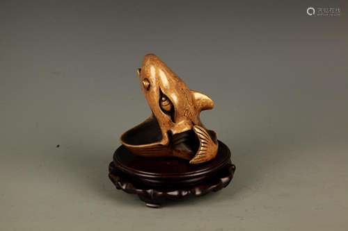 A FINE FROG FIGURE BRONZE WATER DROP