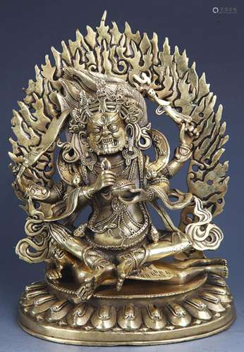 A FINELY CARVED MAHAKALA BRONZE BUDDHA