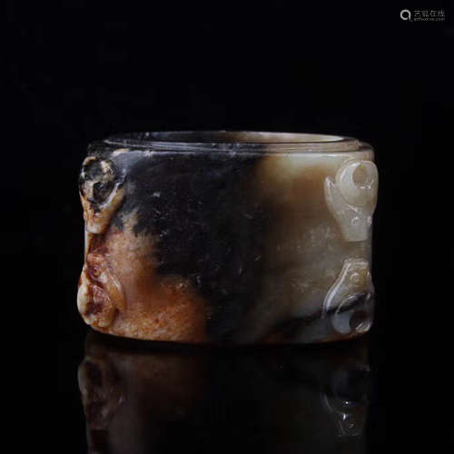 AN OLD HETIAN JADE CONG HAND PIECE ORNAMENT