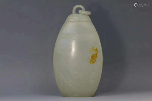 17-19TH CENTURY, A LANDSCAPE PATTERN HETIAN JADE BOTTLE, QING DYNASTY