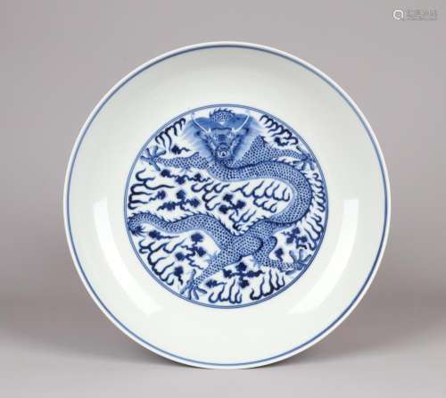 A BLUE AND WHITE 'DRAGON' CHARGER, GUANGXU MARK, 19TH CENTURY