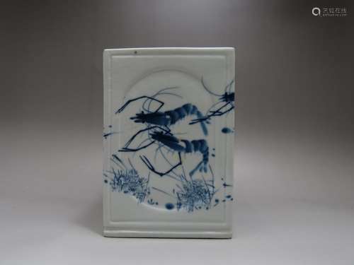 A BLUE AND WHITE BRUSH WASHER, SIGNED WANG BU