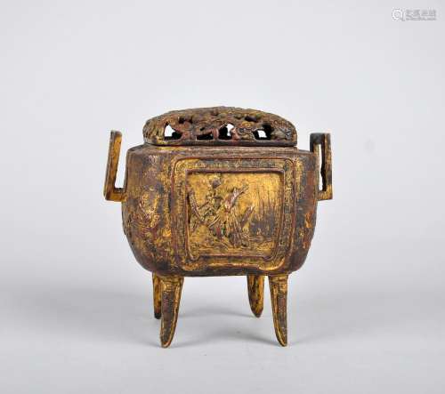 A GILT-BRONZE DING-FORM CENSER, 18TH CENTURY