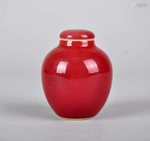 A SMALL RED-GLAZED JAR, QING DYNASTY