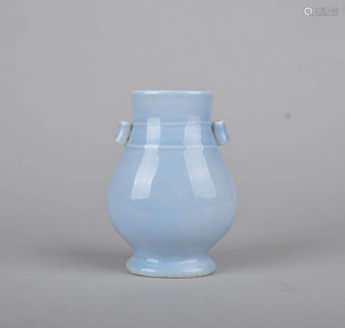 A SEA-BLUE-GLAZED ZUN VASE, JIAQING MARK AND OF THE PERIOD,