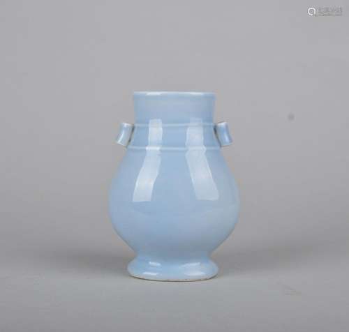 A SEA-BLUE-GLAZED ZUN VASE, JIAQING MARK AND OF THE PERIOD,