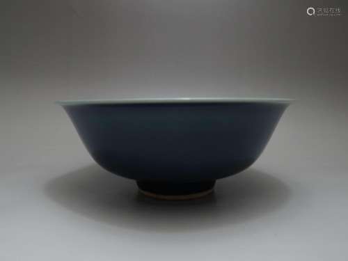 A BLUE-GLAZED BOWL, JIAJING MARK