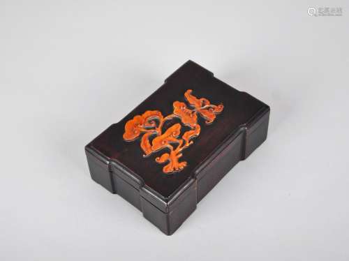 A BOXWOOD INLAID ZITAN BOX AND COVER, QING DYNASTY
