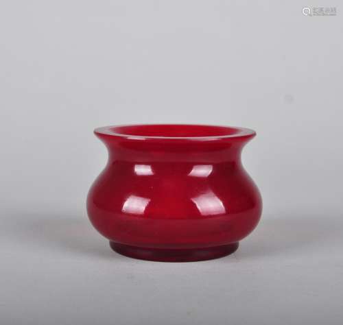A RUBY-RED PEKING GLASS CENSER, QING DYNASTY