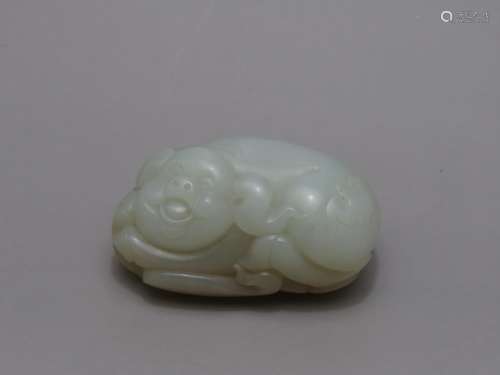 A WHITE JADE FIGURE OF PIG