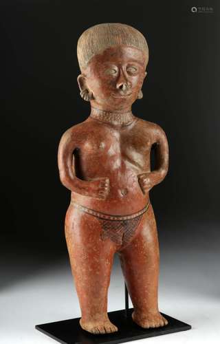 Massive Nayarit Chinesco Pottery Standing Female Statue