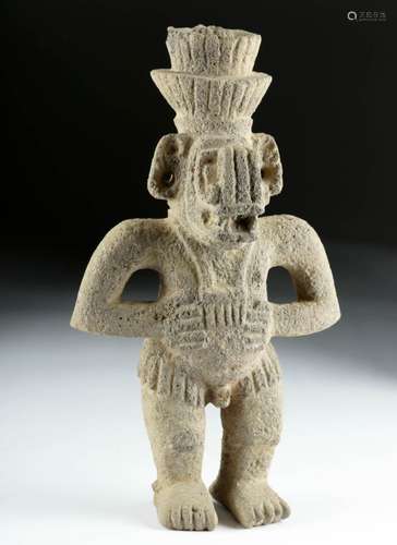 Costa Rican Stone Deity / Shaman with Crocodile Mask