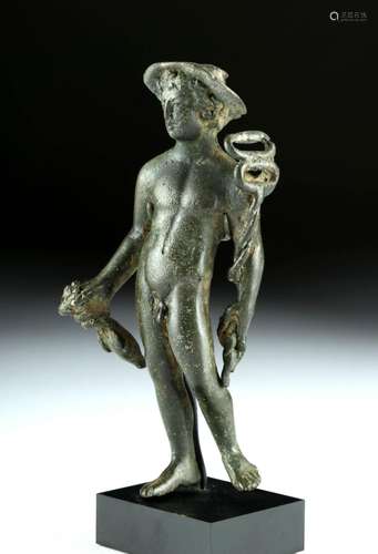 Roman Bronze Standing Figure of Mercury