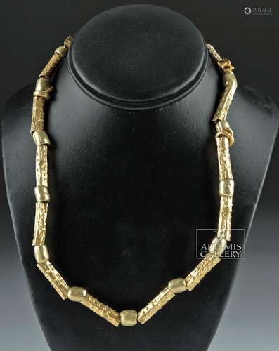 Impressive Moche 20K Gold Beaded Necklace - 22.9 gr