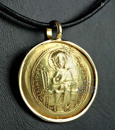 Byzantine Coin & 18K Gold Pendant, Constantine X, 6.2 g