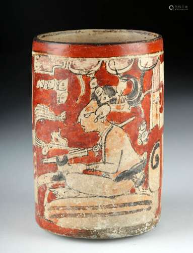 Mayan Cylinder w/ Scribes + Kerr Rollout, ex-Sotheby's