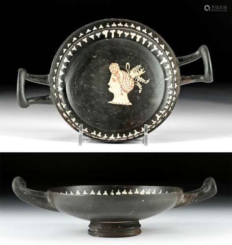 Apulian / Gnathian Blackware Kylix w/ Beautiful Lady