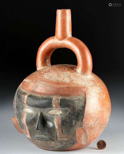 Chavin Polychrome Portrait Stirrup Vessel w/ TL