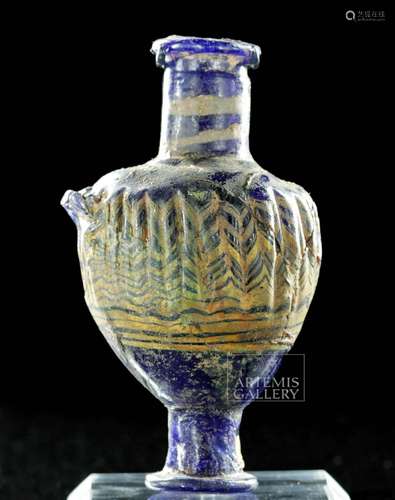 Greek Core Formed Blue Glass Amphoriskos