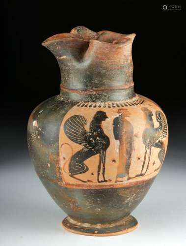 Greek Attic Black-Figure Trefoil Oinochoe - Sphinx