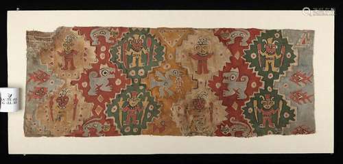 Superb / Large Chancay Painted Textile w/ Figures