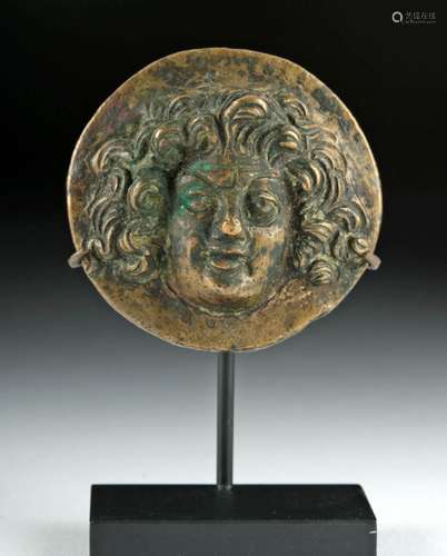 Roman Bronze Medallion w/ Face of Medusa