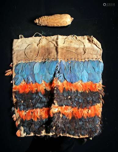 Nazca Textile Bag Covered w/ Feathers + Maize Ear