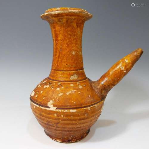 CHINESE ANTIQUE BRWON GLAZED KENDI - TANG DYNASTY